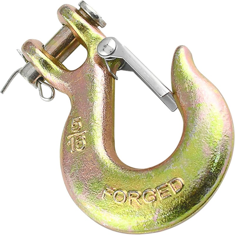 Robbor 5/16 Chain Hook with Safety Latch Heavy Duty Clevis Slip Hook Grade 70 Forged Steel 14,000 Lbs Capacity Safety Latch Hook Working with Towing and Chain - Image 3